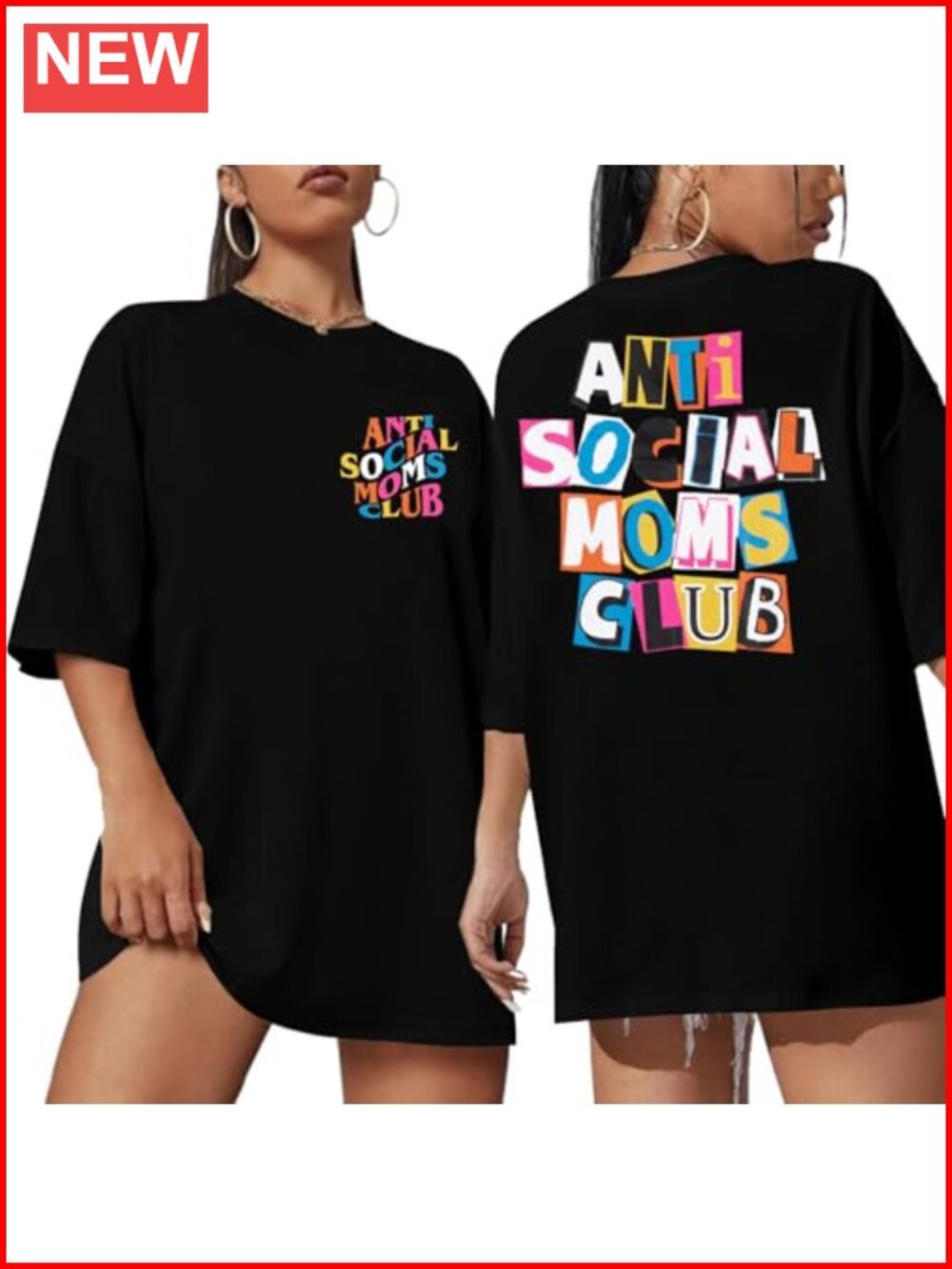 Oversized Funny Mom Club T-Shirt Cotton Blend Crew Neck Short Sleeve Tee